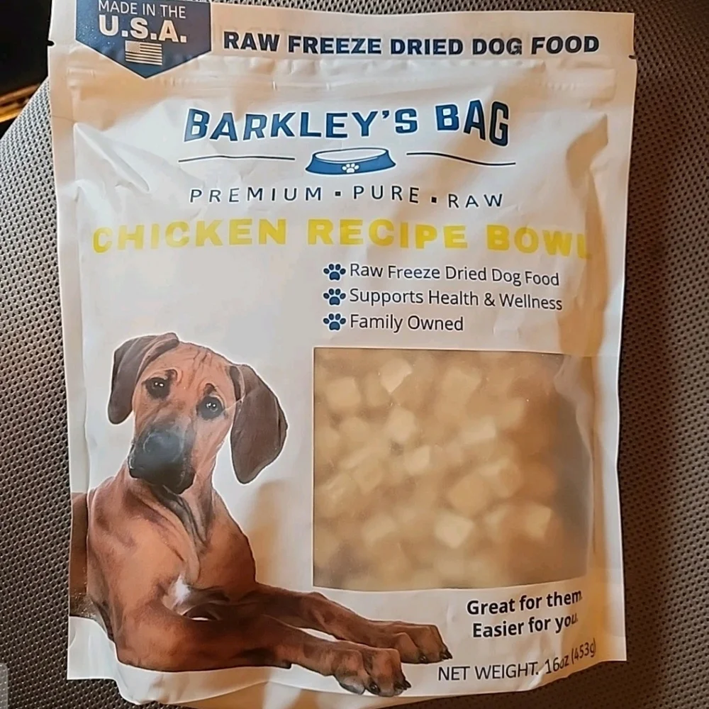 NEW Barkley Bag Premium Pure Raw Dog Food - NEW in sealed bag = 16 oz bag